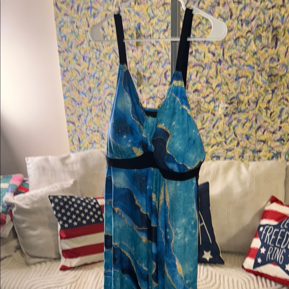 Blue and Black Hanna Nicole Swimsuit one piece with built in boy shorts!